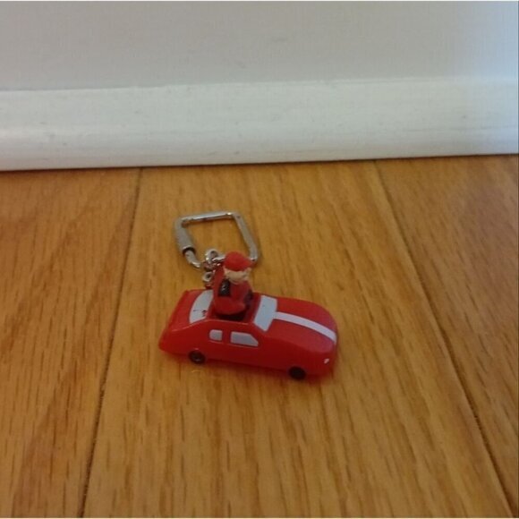 Vintage Japan RaceCar Driver Red Sports Car‎  Keychain W/ Carabiner - Picture 4 of 8